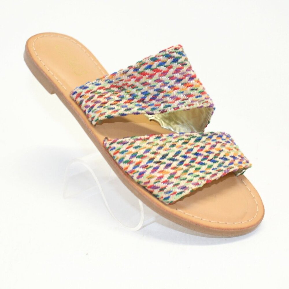 Carlos Santana Womens Sz 7M Holly Rainbow Multicolored Flat Slides Sandals - Picture 1 of 11